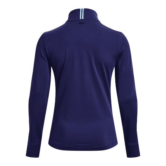 Under Armour Ladies Playoff 1/4 Zip Blue Golf Pullover Back View